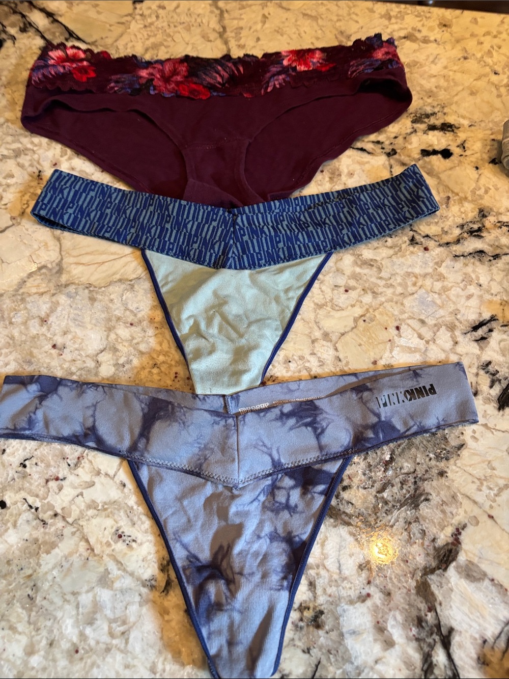 PINK 2 thongs and 1 regular Panty